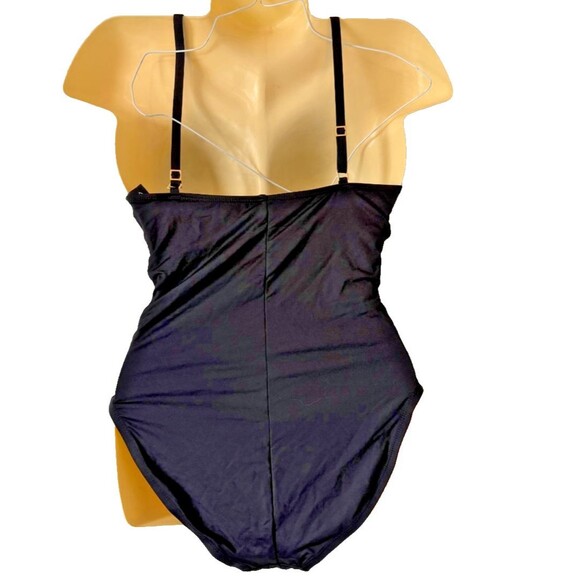 La Blanca 10 Black High Neck Mesh Inset One Piece Swimsuit Island Goddess - Picture 3 of 6